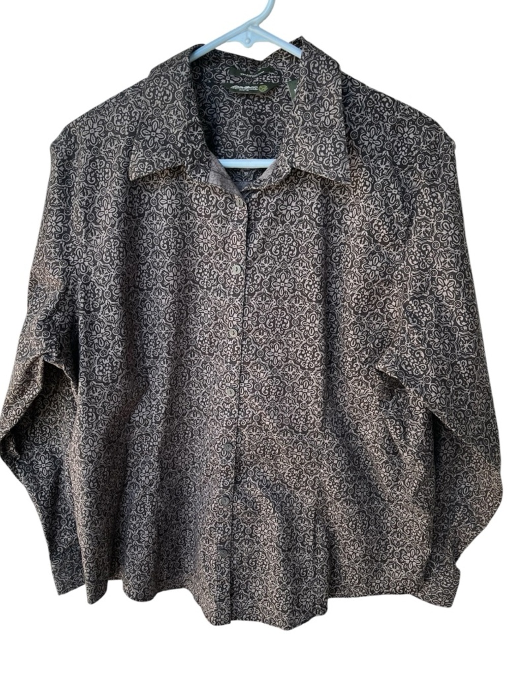 Eddie Bauer Women’s Stretch Wrinkle Resistant Button-Up Floral Tonal Shirt XXL